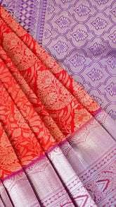 Red and Purple Kanchipuram Silk Saree